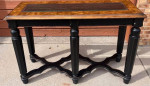 Traditional Farmhouse Sofa Console Wood and Glass Table