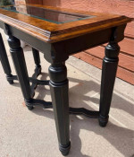 Traditional Farmhouse Sofa Console Wood and Glass Table