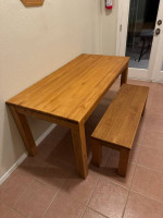 EXCELLENT CONDITION SOLID WOOD DINING TABLE WITH BENCH