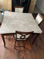 DINING TABLE & 4 CHAIRS - MARBLE TOP