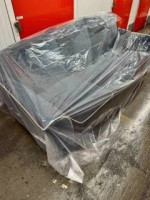 SOFA, VELVET UPHOLSTERY , BEAUTIFUL BLUE COLOR, NEW IN PLASTIC.