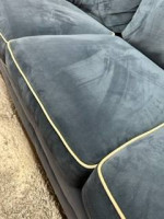 SOFA, VELVET UPHOLSTERY , BEAUTIFUL BLUE COLOR, NEW IN PLASTIC.