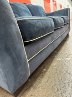 SOFA, VELVET UPHOLSTERY , BEAUTIFUL BLUE COLOR, NEW IN PLASTIC.