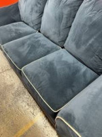 SOFA, VELVET UPHOLSTERY , BEAUTIFUL BLUE COLOR, NEW IN PLASTIC.