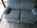 Blue sofa and loveseat