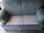 Blue sofa and loveseat