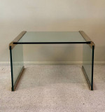 Vtg Leon Rosen Pace Modern Brass Glass Petite Coffee Cocktail Table