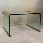 Vtg Leon Rosen Pace Modern Brass Glass Petite Coffee Cocktail Table
