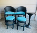 Gorgeous Frontgate Double-Seated Balcony Lounge Two Ottomans Table