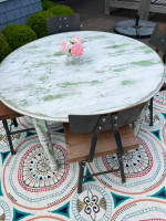 Wood circle farm table farmhouse wedding reception kids table antique