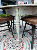 Wood circle farm table farmhouse wedding reception kids table antique