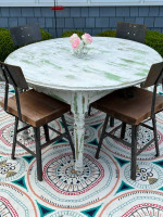 Wood circle farm table farmhouse wedding reception kids table antique