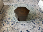 Hexagon Burl Inlay and Walnut Wood Base w/Glass Top Coffee Table!