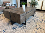 Modern Timber Brown Rectangular Coffee Cocktail Table with Drawer!