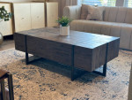 Modern Timber Brown Rectangular Coffee Cocktail Table with Drawer!