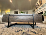 Modern Timber Brown Rectangular Coffee Cocktail Table with Drawer!