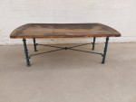 Coffee Table with Metal Base and Shabby Wood Top