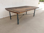 Coffee Table with Metal Base and Shabby Wood Top