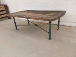Coffee Table with Metal Base and Shabby Wood Top