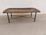 Coffee Table with Metal Base and Shabby Wood Top