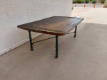 Coffee Table with Metal Base and Shabby Wood Top
