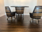 Whiskey barrel table and chairs