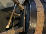 Whiskey barrel table and chairs