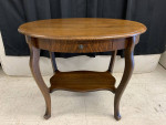 Tiger oak side table with drawer