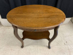 Tiger oak side table with drawer
