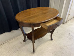 Tiger oak side table with drawer