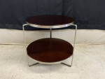 Stained wood round side table