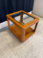 Wooden glasstop side table