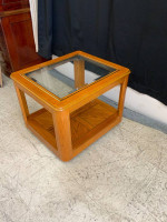 Wooden glasstop side table