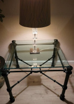 Thick Glass Top/Metal Frame Occasional Table