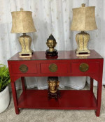 Asian Style Entry Table with Glass Top