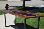 Curly Black Walnut and Purple Resin Table / Desk