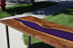 Curly Black Walnut and Purple Resin Table / Desk