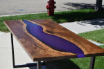 Curly Black Walnut and Purple Resin Table / Desk