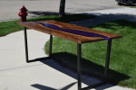 Curly Black Walnut and Purple Resin Table / Desk