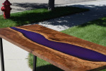 Curly Black Walnut and Purple Resin Table / Desk