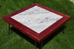 Square Marble and Wood Coffee Table