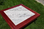 Square Marble and Wood Coffee Table