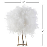 16" Stork Feather and Gold Metal Table Lamp