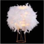 16" Stork Feather and Gold Metal Table Lamp
