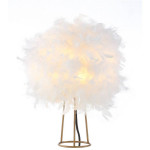 16" Stork Feather and Gold Metal Table Lamp