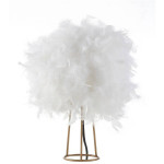 16" Stork Feather and Gold Metal Table Lamp