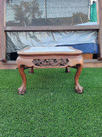 Beautiful Antique Mahogany Wood Side Table with Marble Top
