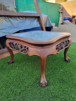 Beautiful Antique Mahogany Wood Side Table with Marble Top
