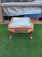 Beautiful Antique Mahogany Wood Side Table with Marble Top