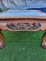 Beautiful Antique Mahogany Wood Side Table with Marble Top